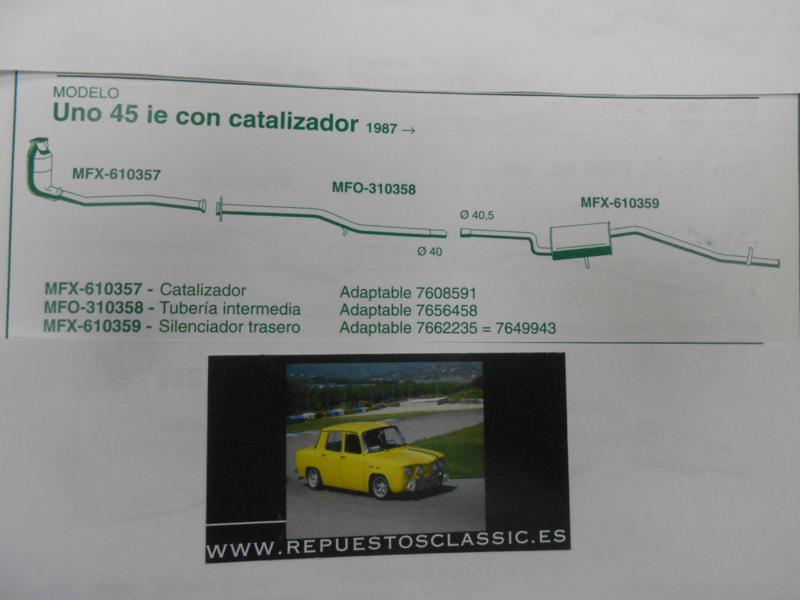 610359 P3 SILENCIOSO TRASERO FIAT UNO 45 1.0i.e CON CATALIZADOR 87->