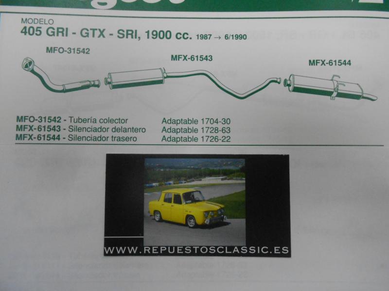 61543 P4 SILENCIOSO INTERMEDIO PEUGEOT 405 1.9 GRI/GTX/SRI 87->