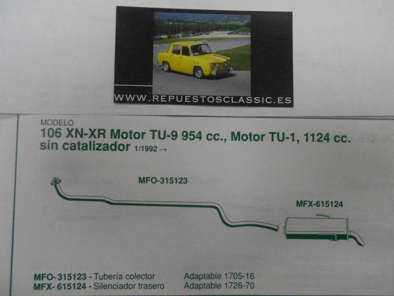 315123 P4 TUBERIA SALIDA COLECTOR ESCAPE PEUGEOT 106 1.0/1.1 XN, XR 91->