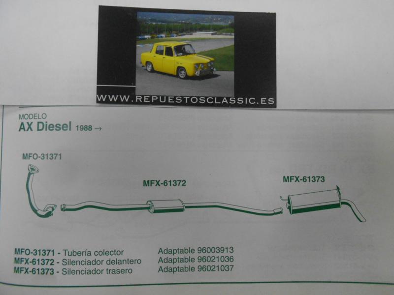61372 P4 SILENCIOSO INTERMEDIO CITROEN AX 1.3 SPORT , 1.4/1.5 DIESEL
