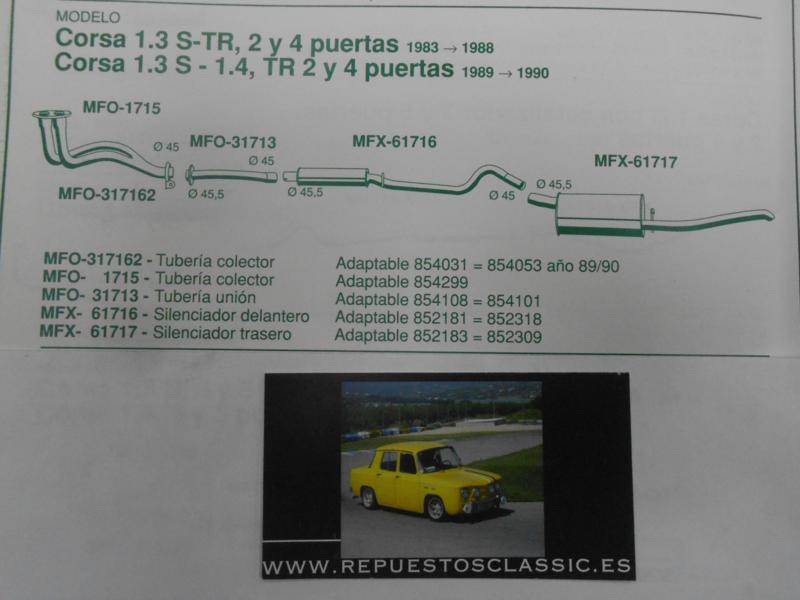 61717 P5 SILENCIOSO TRASERO OPEL CORSA 1.0/1.2/1.3/1.4/1.5D TR 83->