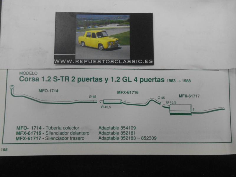 61717 P5 SILENCIOSO TRASERO OPEL CORSA 1.0/1.2/1.3/1.4/1.5D TR 83->