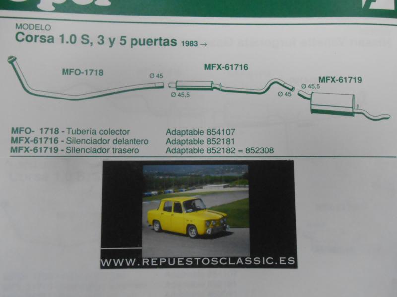 61719 P5 SILENCIOSO TRASERO OPEL CORSA 1.0/1.2/1.3/1.4/1.5D 83->