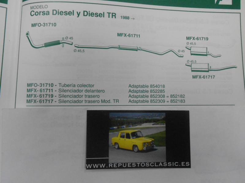 61719 P5 SILENCIOSO TRASERO OPEL CORSA 1.0/1.2/1.3/1.4/1.5D 83->