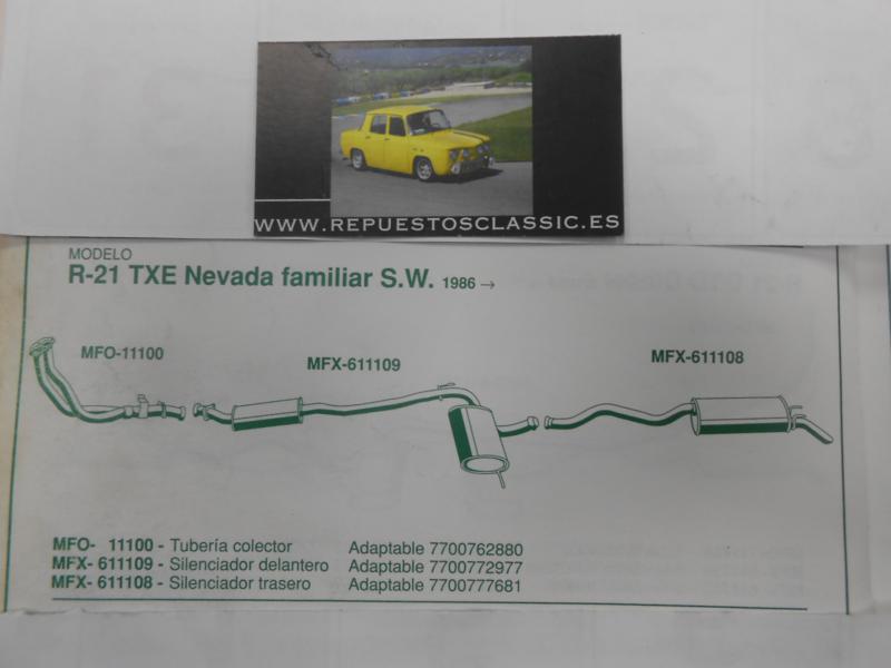 611109 P6 SILENCIOSO INTERMEDIO RENAULT 21 2.0 NEVADA FAMILIAR S.W. 86-> WALKER 70455