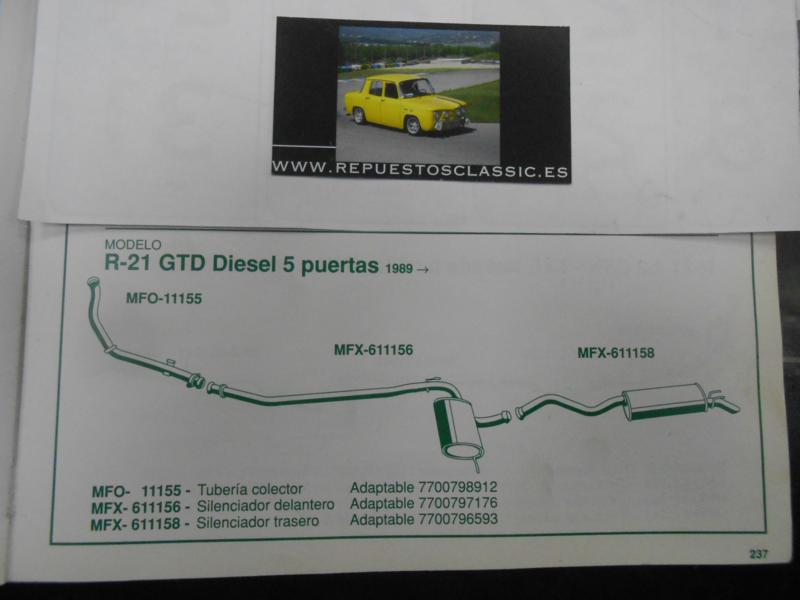 611156 P6 SILENCIOSO INTERMEDIO RENAULT 21 2.1 D/TD 89-> WALKER 15520