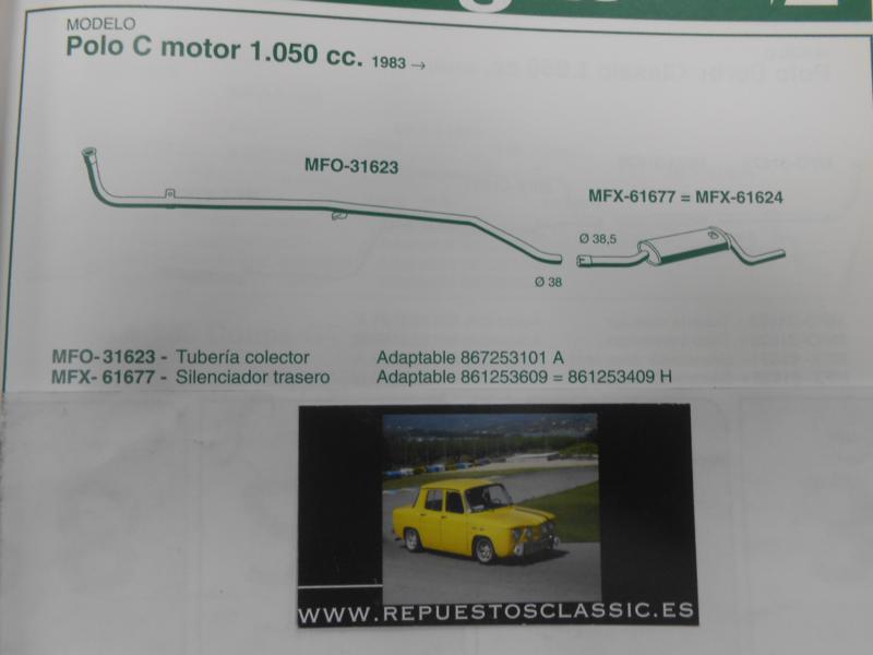 31623 P6 TUBERIA SALIDA COLECTOR ESCAPE VOLKSWAGEN POLO C 1050cc 83-> (86C)