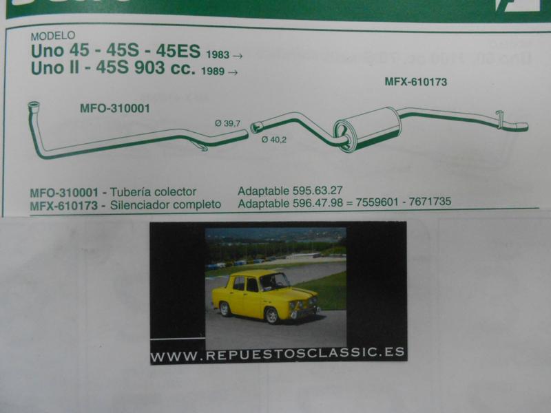 310001 P6 TUBERIA SALIDA COLECTOR ESCAPE FIAT UNO 45 903cc 83->