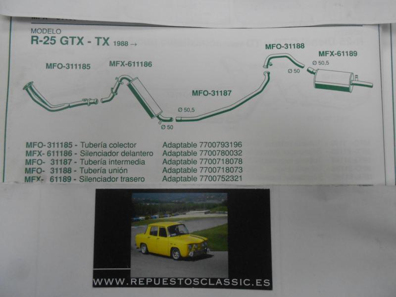 611186 P6 SILENCIOSO INTERMEDIO DELANTERO RENAULT 25 2.0/2.1D/2.2 88-> , WALKER 13251