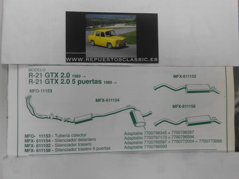 11153 P5 TUBERIA SALIDA COLECTOR ESCAPE RENAULT 21 2.0 GTX 89-> , WALKER 15112