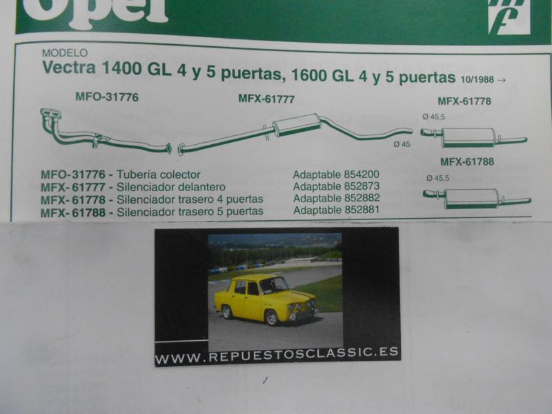 61788 P5  SILENCIOSO TRASERO OPEL VECTRA 1.4/1.6 5P 88-> , WALKER 14531