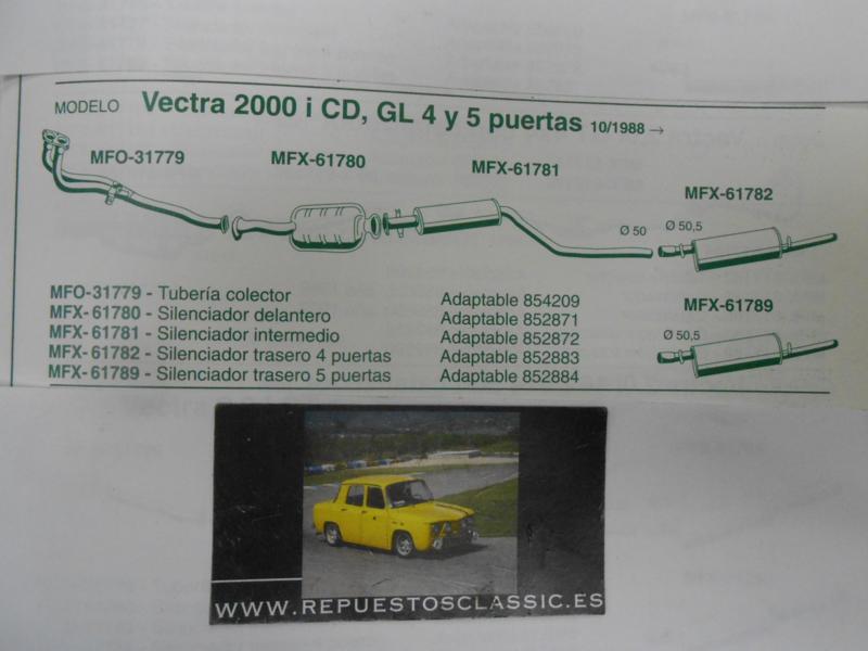 31779 P5 TUBERIA SALIDA COLECTOR DE ESCAPE OPEL VECTRA A 2.0i
