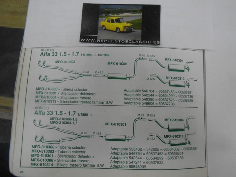 310303 P8 TUBERIA SALIDA COLECTOR DE ESCAPE ALFA ROMEO 33 1.5/1.7 86->89, 1.7i.e 90->94