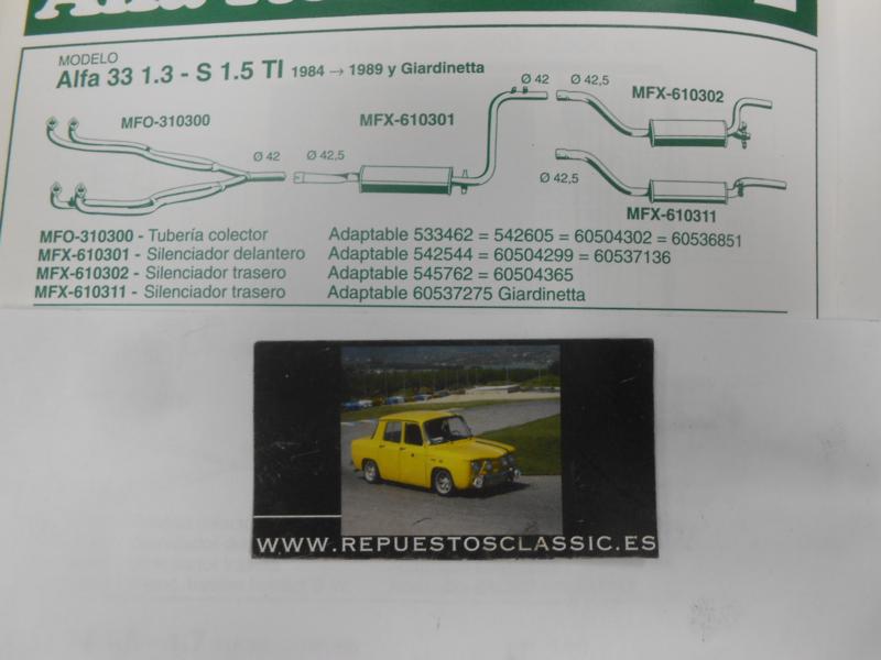 610302 P8 SILENCIOSO TRASERO ALFA ROMEO 33, ALFASUD, SPRINT, WALKER 70702