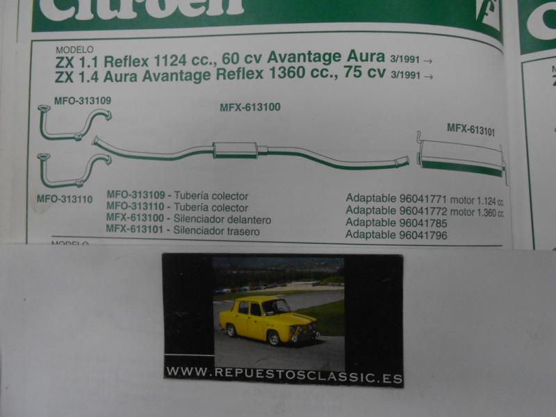 613100 P8 SILENCIOSO INTERMEDIO CITROEN ZX 1.1, 1.4 91->97, WALKER 70069