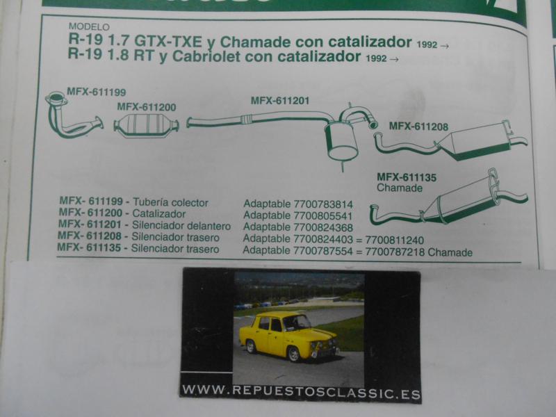 611135 P8 JA-I SILENCIOSO TRASERO RENAULT 19 1.4, 1.7, 1.9D, CHAMADE 88->92, WALKER 70433, REF. ORIGEN 7700470168 —  7700800565