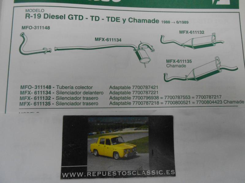 611135 P8 JA-I SILENCIOSO TRASERO RENAULT 19 1.4, 1.7, 1.9D, CHAMADE 88->92, WALKER 70433, REF. ORIGEN 7700470168 —  7700800565