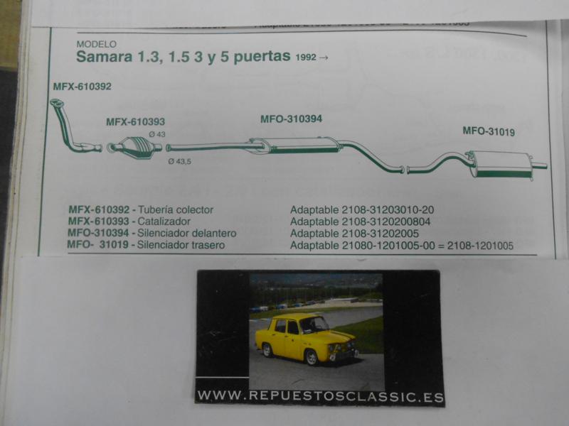 310394 P8 SILENCIOSO INTERMEDIO LADA SAMARA 1.3, 1.5 92->