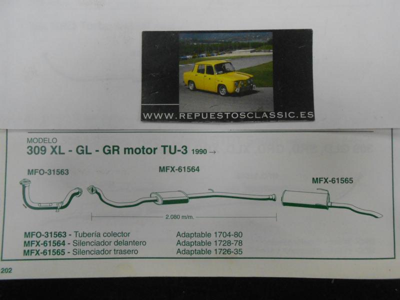 61565 P9 SILENCIOSO TRASERO PEUGEOT 309 1.1/1.4 90->, WALKER 17182