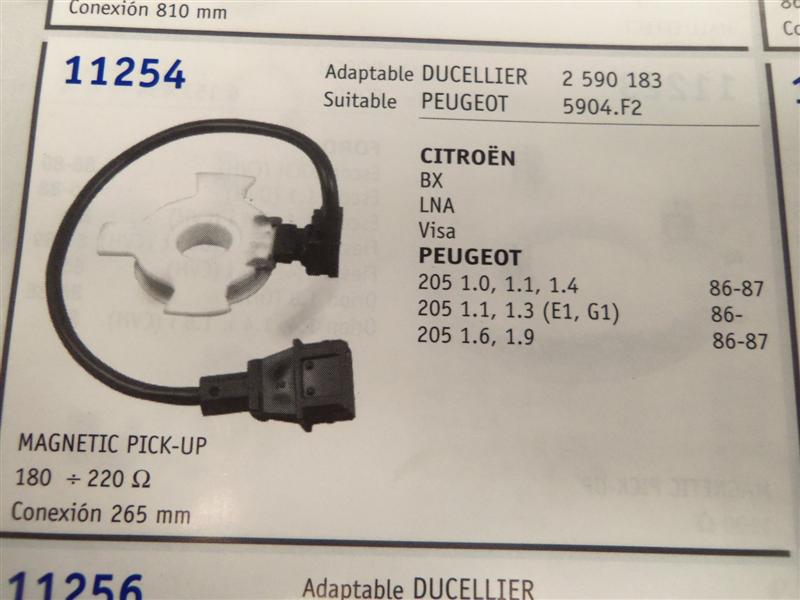 11254 CAPTADOR DE IMPULSOS  CITROEN BX,LNA,VISA. PEUGEOT 205