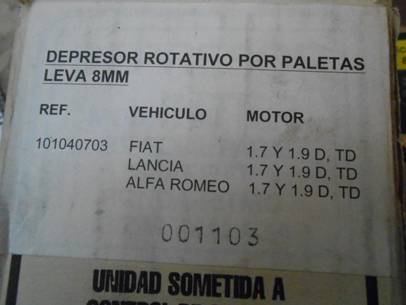 SER47 DEPRESOR FRENO / BOMBA VACIO FIAT, LANCIA, ALFA ROMEO 1.7 Y 1.9 D/TD, REF. 101040703