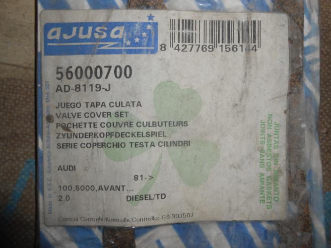 JM87 JUEGO JUNTAS TAPA CULATA AUDI 100 2.0 D/TD 78->90, REF. 56000700