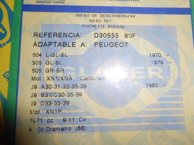 JM117 JUEGO JUNTAS CULATA PEUGEOT 504, 505, J5, J9, CITROEN C25, FIAT DUCATO I 2.0 REF. D30555-00 (1971cc.)