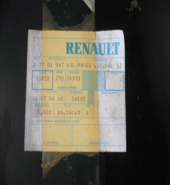 ALETA COMPLETA TRASERA IZQUIERDA RENAULT 5, ALPINE, TURBO ORIGIN