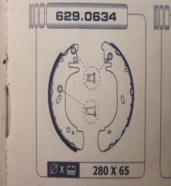 KT55-6087991 KIT FRENO TAMBOR TRASERO FORD TRANSIT 130/150 MKIII 2.0/2.5DI/TD 91->94 (TAMBOR 280x65mm. BOMBIN 20,64mm)