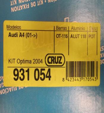 BAC50 931054 KIT OPTIMA SOPORTES FIJACION BACA-BARRAS DE TECHO CRUZ, AUDI A4 01-> (PARA BARRAS OT-115, ALUT-118)