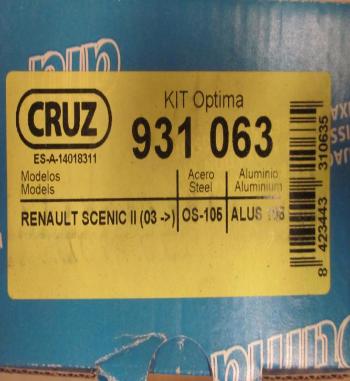 BAC52 931063 KIT OPTIMA SOPORTES FIJACION BACA-BARRAS DE TECHO CRUZ, RENAULT SCENIC II 03> (PARA BARRAS OS-105, ALUS-108)