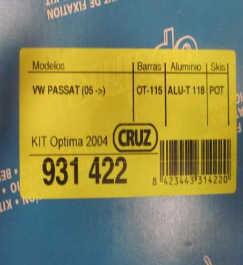 BAC61 931422 KIT OPTIMA SOPORTES FIJACION BACA-BARRAS DE TECHO CRUZ, VOLKSWAGEN PASSAT 05> (PARA BARRAS OT-115, ALUT-118)