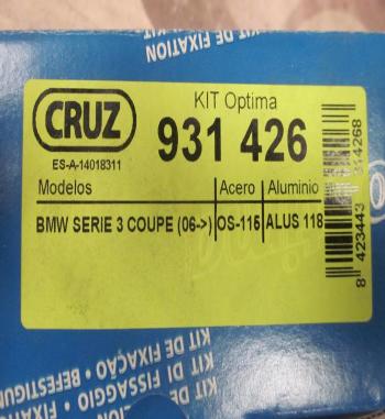 BAC62 931426 KIT OPTIMA SOPORTES FIJACION BACA-BARRAS DE TECHO CRUZ, BMW SERIE 3 COUPE 06> (PARA BARRAS OS-115, ALUS-118)