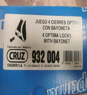 BAC64 932004 JUEGO CIERRES OPTIMA CON BAYONETA PARA SOPORTES FIJACION BACA-BARRAS DE TECHO CRUZ