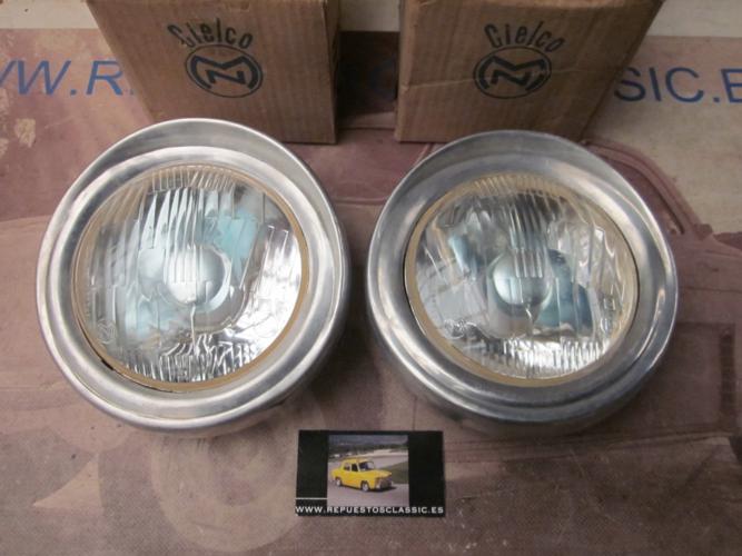 ISE711 JUEGO OPTICAS FAROS CIELCO SEAT 600 D 2ª SERIE FOCO EUROPEO E9 CON BISELES