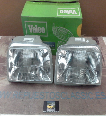 IRE428+PV4N2 JUEGO FAROS RENAULT EXPRESS 91 --> H4 REGULADOR HIDRAULICO, VALEO 084633 - 084634