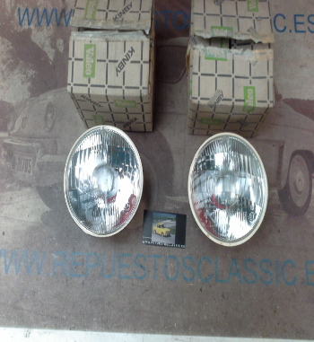 ISE55* JUEGO OPTICAS FAROS LUZ DE CRUCE KINBY FOCO EUROPEO SEAT 1500 BIFARO , 124 SPORT , DODGE DART 3700