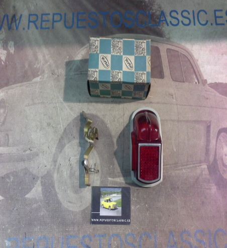 IC189P4 PILOTO TRASERO DERECHO CON LUZ MATRICULA CITROEN 2cv 1° SERIE, YORKA (CON PORTALAMPARAS)