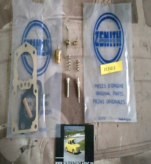 06.540/3 KIT REPARACION COMPLETO ORIGINAL ZENITH 28 IF RENAULT 4, 6 CON AGUJAS, MUELLES Y SURTIDORES