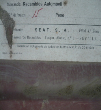 P1-16 PUERTA DELANTERA IZQUIERDA SEAT 124 1ª SERIE CODIGO FA ORIGINAL SEAT