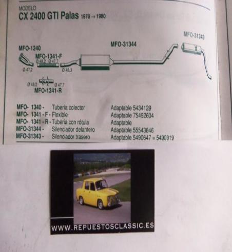 31344 P2 SILENCIOSO INTERMEDIO CITROEN CX 2400 GTI PALAS (78/80)