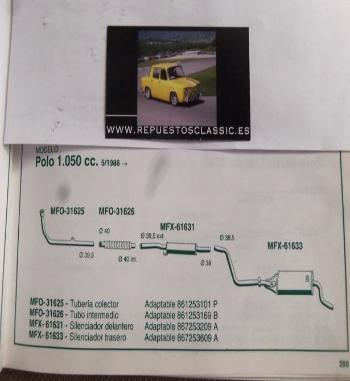 61633 P2 SILENCIOSO FINAL VOLKSWAGEN POLO C MOTOR 1050 (83>)