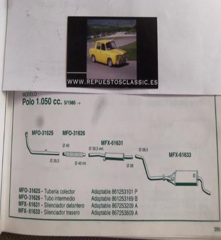 61633 P2 SILENCIOSO FINAL VOLKSWAGEN POLO C MOTOR 1050 (83>)