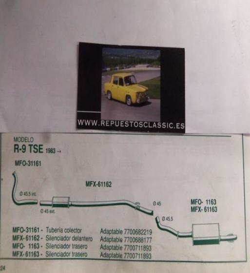 61162 P4 SILENCIOSO INTERMEDIO RENAULT 9 TSE (83>)