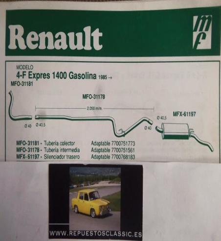 31178 P4 TUBERIA INTERMEDIA RENAULT EXPRESS 1,4 GASOLINA (85>)