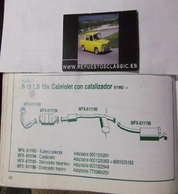 611198 P6 SILENCIOSO FINAL RENAULT 19 MKI CON CATALIZADOR