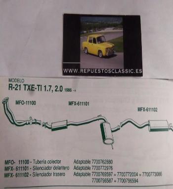 11100 P6  SALIDA COLECTOR RENAULT 21 TXE-TI 1.7, 2.0 (86>)