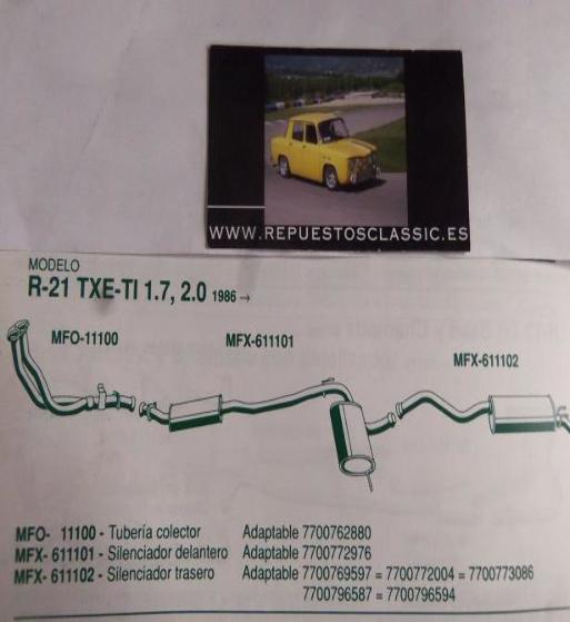 11100 P6  SALIDA COLECTOR RENAULT 21 TXE-TI 1.7, 2.0 (86>)