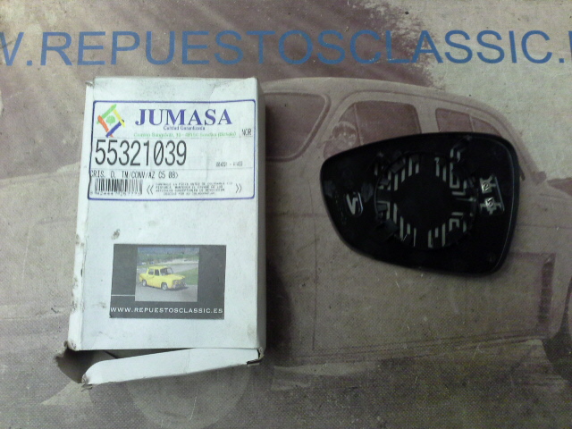 RET436P1 CRISTAL ESPEJO RETROVISOR EXTERIOR DERECHO CITROEN C5 08-> TERMICO, AZUL, REF. 55321039