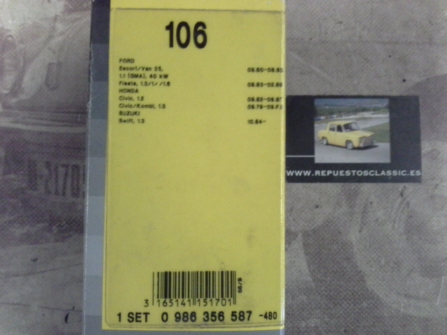 381P3 BOSCH 0986356587 JUEGO CABLES DE BUJIAS FORD CAPRI, FIESTA, ESCORT, GRANADA, SIERRA, HONDA CIVIC, SUZUKI SWIFT
